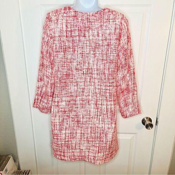 Sanctuary Tweed Women's City Blazer Jacket Collarless 3/4 Sleeves Red White S - Picture 8 of 13